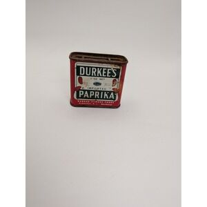 Vintage Durkee's Paprika Tin 1 oz Red Metal Spice Box Elmhurst NY Glidden Logo
